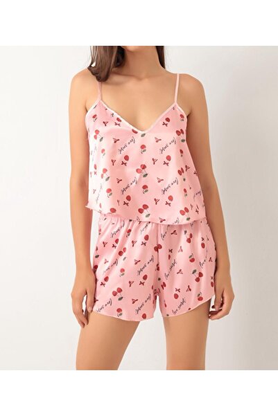 Shozy Boutique طقم بيجامة نسائي مع شورت ساتان