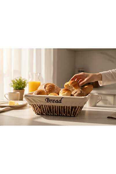 Haneliya Örme Ekmek Sepeti Dikdörtgen Bread 23,5-18-8,5 cm