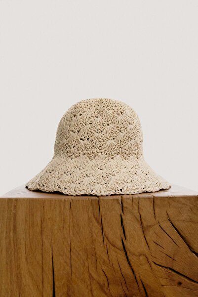 H&M Crocheted straw bucket hat
