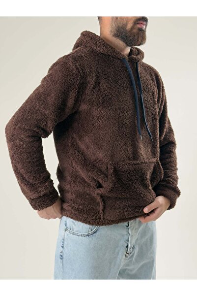 COCOPELLI Men's Hooded Brown Plush Sweat Coc2592