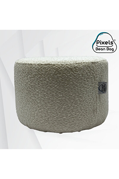 PixelsBeanBag Pixel Bean Bag Round Boucle Fabric Ottoman, for Living Room and Bedroom