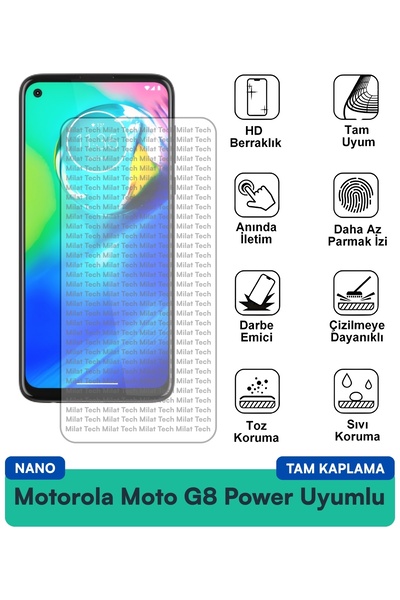 Milat Tech طبقة حماية للشاشة من موتورولا موتو جي 8 باور نانو مقاومة للصدمات و...