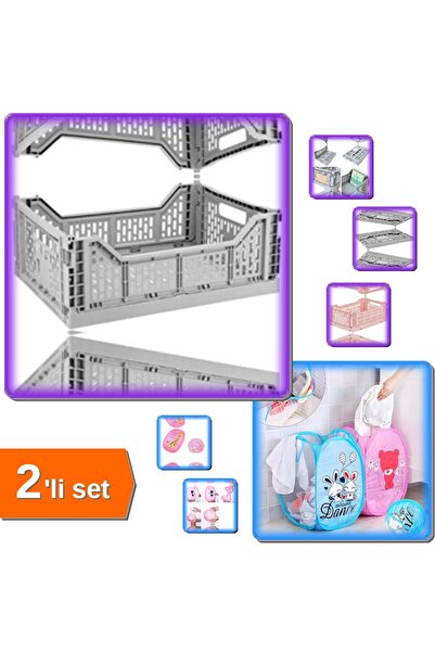 Genel Markalar Katlanabilir Kasa 15 LT + Karikatür Figürlü Katlanır File Oyun...