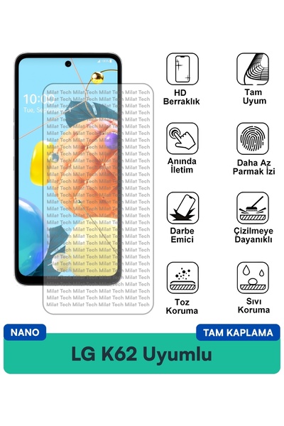 Milat Tech طبقة حماية للشاشة من LG K62 Nano مقاومة للصدمات ومضادة لبصمات الأصابع