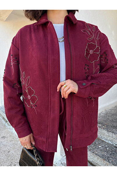 MİA NOURA Women's Front Sleeves with Bead Embroidery on Suitable Fabric for Suitable for