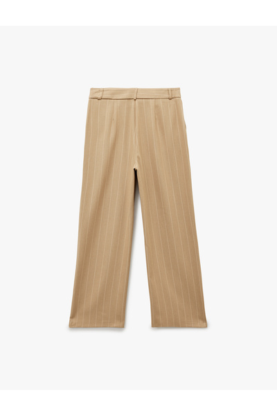 Koton Straight Leg Striped Fabric Pants with Pockets