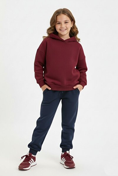 BAGLAN Navy Blue Color 3 Thread Cuffed Girls Boys Tracksuit Bottom Bgl-St05046