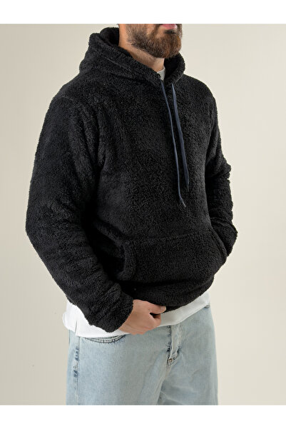 COCOPELLI Men's Hooded Black Plush Sweat Coc2593