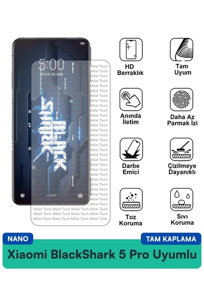 Milat Tech طبقة حماية للشاشة من Xiaomi Black Shark 5 Pro Nano مقاومة للخدوش و...