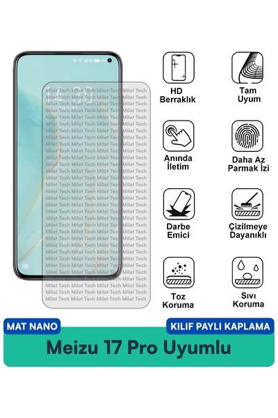 Milat Tech غطاء حماية نانو مطفي لهاتف Meizu 17 Pro مع فيلم حماية للشاشة متواف...