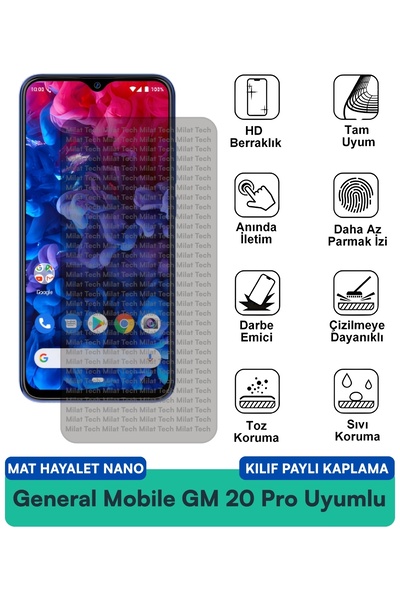 Milat Tech حافظة نانو متوافقة مع جهاز General Mobile GM 20 Pro Mat Hayalet، و...