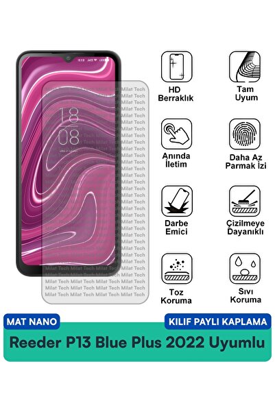 Milat Tech غطاء حماية نانو متوافق مع هاتف Reeder P13 Blue Plus 2022 مع طبقة ح...