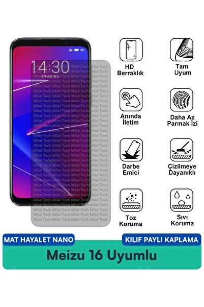 Milat Tech غطاء حماية Meizu 16 Matte Ghost Nano متوافق مع طبقة حماية الشاشة ي...