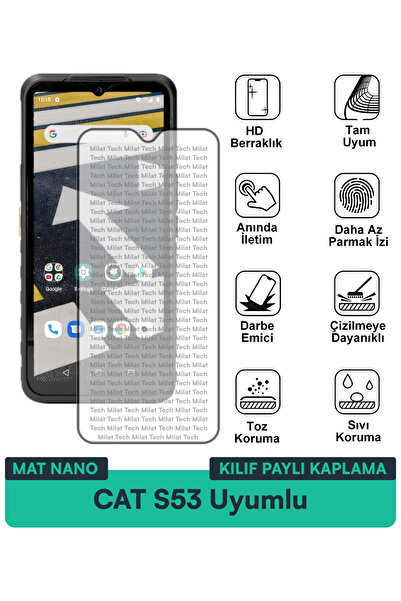 Milat Tech حافظة CAT S53 Matte Nano متوافقة مع واقي الشاشة وطبقة مقاومة للبقع...