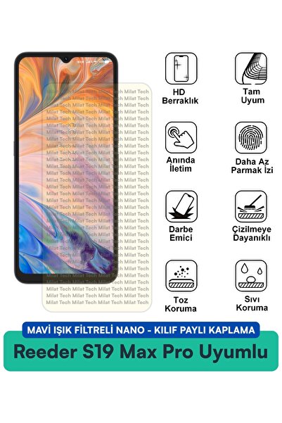 Milat Tech فلتر الضوء الأزرق Reeder S19 Max Pro مع غطاء نانو متوافق مع واقي ا...