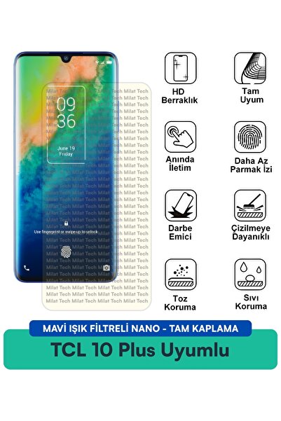 Milat Tech طبقة حماية للشاشة من TCL 10 Plus مع فلتر الضوء الأزرق، مقاومة للخد...