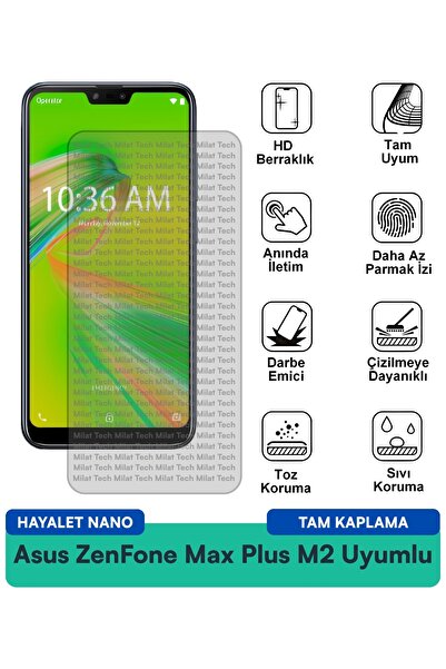 Milat Tech طبقة حماية للشاشة من نوع Asus ZenFone Max Plus M2 Hayalet Nano مقا...