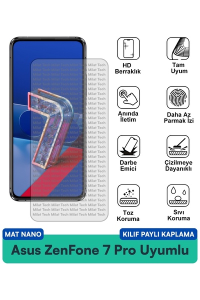 Milat Tech حافظة Asus ZenFone 7 Pro Mat Nano متوافقة مع طبقة حماية الشاشة، مت...