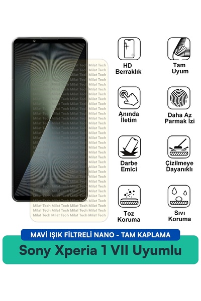 Milat Tech طبقة حماية للشاشة من سوني إكسبيريا 1 VII مع فلتر الضوء الأزرق، مقا...