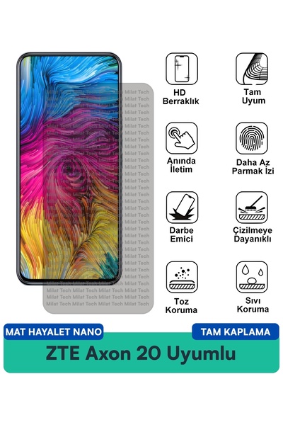Milat Tech طبقة حماية للشاشة من ZTE Axon 20 Matte Ghost Nano مقاومة للخدوش وا...