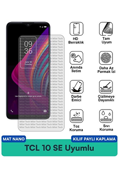 Milat Tech حافظة TCL 10 SE Matte Nano متوافقة مع واقي الشاشة ومقاومة للبقع وت...