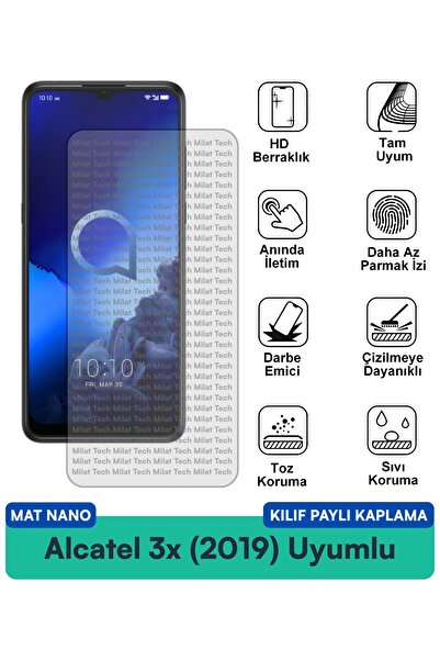 Milat Tech فيلم حماية للشاشة متوافق مع حافظة Alcatel 3x (2019) مات نانو مقاوم...