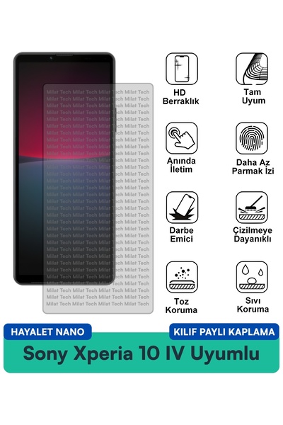 Milat Tech حافظة Sony Xperia 10 IV Hayalet Nano متوافقة مع طبقة حماية الشاشة ...