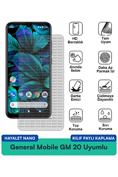 Milat Tech حافظة General Mobile GM 20 Hayalet Nano متوافقة مع طبقة حماية للشا...