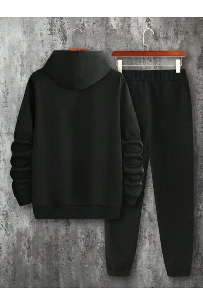 Marco Fresco Unisex Bull Head Printed Hooded Bottom-Top Set Tracksuit Set