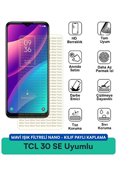 Milat Tech فلتر الضوء الأزرق TCL 30 SE، غطاء نانو متوافق مع طبقة حماية الشاشة...