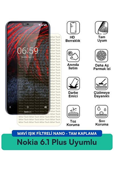 Milat Tech طبقة حماية للشاشة من نوكيا 6.1 بلس مع فلتر الضوء الأزرق، مقاومة لل...