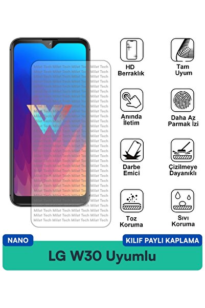 Milat Tech غطاء حماية نانو متوافق مع هاتف LG W30، فيلم حماية للشاشة مقاوم للخ...