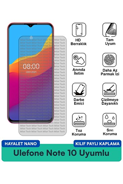 Milat Tech غطاء حماية شاشة متوافق مع هاتف Ulefone Note 10 Ghost Nano مقاوم لل...