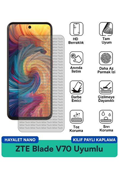 Milat Tech حافظة ZTE Blade V70 Hayalet Nano متوافقة مع واقي الشاشة للخصوصية و...