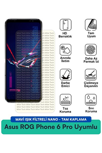 Milat Tech طبقة حماية للشاشة من النانو لهاتف Asus ROG Phone 6 Pro مع فلتر الض...
