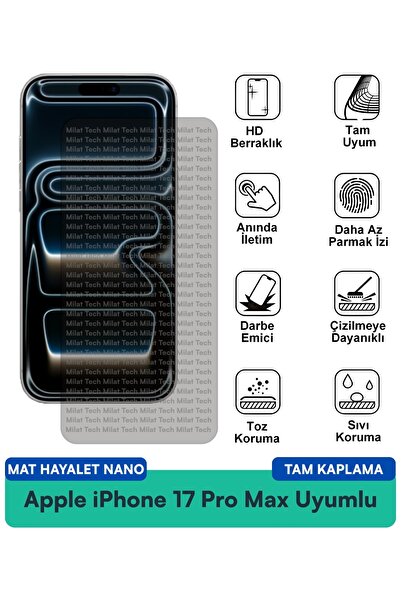 Milat Tech فيلم حماية شاشة نانو مات هايلايت لهاتف آيفون 17 برو ماكس من أبل، ي...