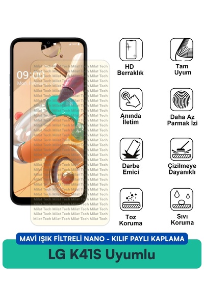 Milat Tech Lg K41S Blue Light Filter Nano Case Compatible Screen Protection F...