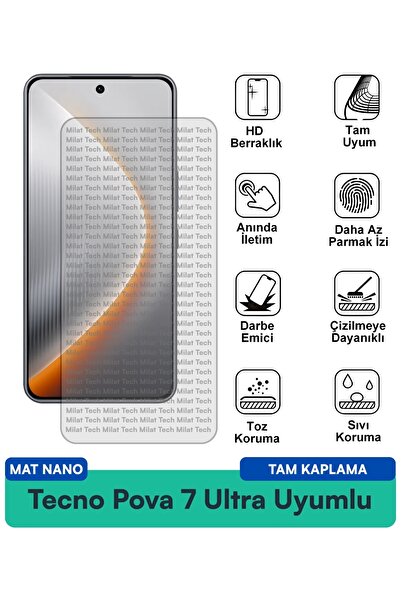 Milat Tech طبقة حماية للشاشة من Tecno Pova 7 Ultra Matte Nano تقلل من الانعكا...