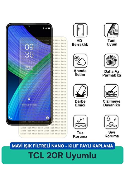 Milat Tech غطاء حماية نانو مزود بفلتر الضوء الأزرق من TCL 20R متوافق مع طبقة ...