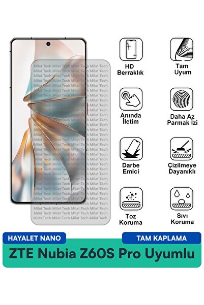 Milat Tech ZTE Nubia Z60S Pro Hayalet Nano طبقة حماية للشاشة مقاومة للخدوش وا...