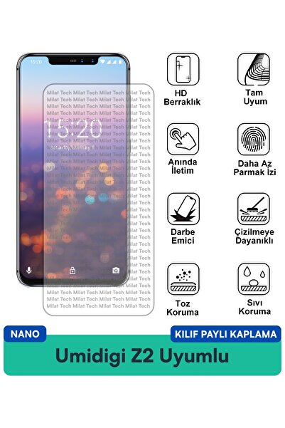Milat Tech غطاء حماية شاشة متوافق مع Umidigi Z2 Nano مقاوم للخدوش والصدمات
