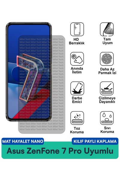 Milat Tech حافظة Asus ZenFone 7 Pro Matte Ghost Nano متوافقة مع طبقة حماية ال...