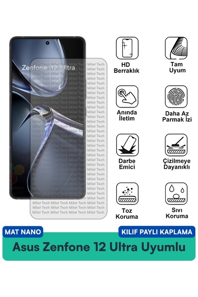 Milat Tech حافظة Asus Zenfone 12 Ultra Mat Nano متوافقة مع طبقة حماية للشاشة ...