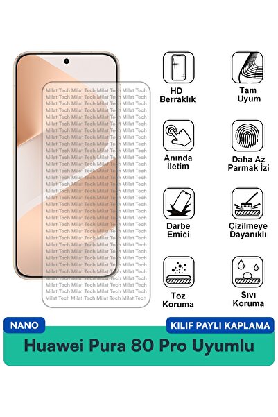 Milat Tech غطاء نانو لهاتف هواوي بورا 80 برو مع واقي شاشة متوافق، شفافية عالي...