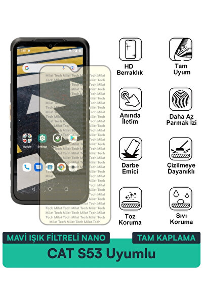 Milat Tech فيلم حماية الشاشة النانوي مع فلتر الضوء الأزرق CAT S53، حماية عالي...