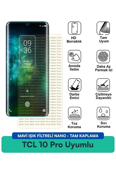 Milat Tech طبقة حماية للشاشة من TCL 10 Pro مع فلتر الضوء الأزرق، مقاومة للخدو...