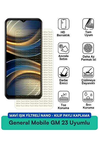 Milat Tech فلتر الضوء الأزرق من جنرال موبايل GM 23، غطاء نانو متوافق مع طبقة ...