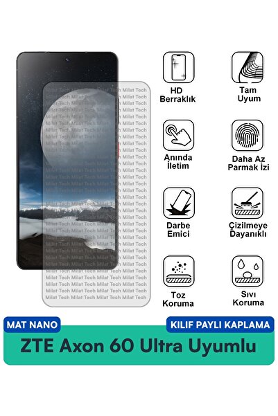 Milat Tech حافظة ZTE Axon 60 Ultra Matte Nano متوافقة مع واقي الشاشة يقلل من ...
