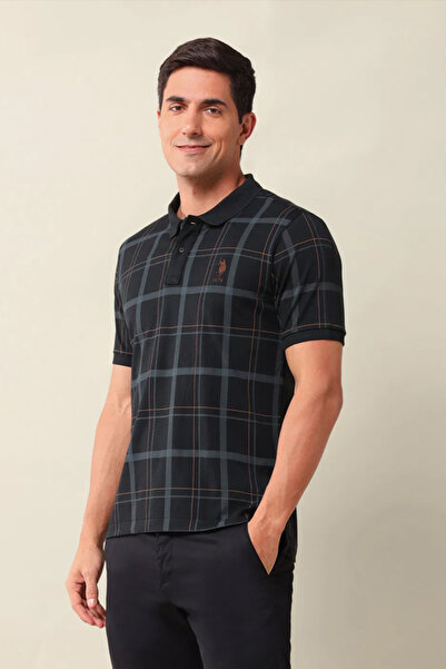 U.S. Polo Assn. Mens Black Checked Polo Shirt