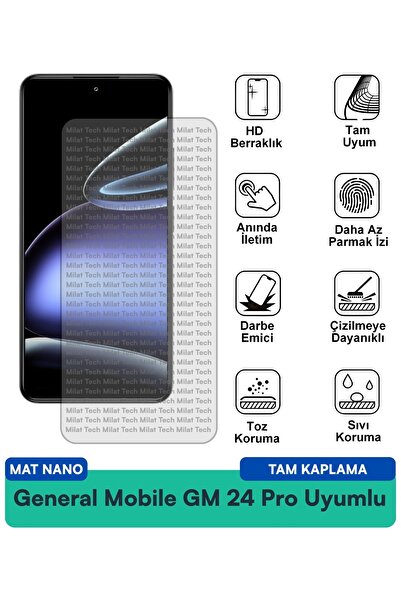 Milat Tech فيلم حماية الشاشة جنرال موبايل GM 24 Pro مات نانو مقاوم للخدوش وال...